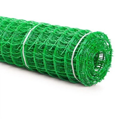 Сітка 95*85 пластикова 1.0х20 м (зелена) квадрат сітка для огорожі СПК000052 фото